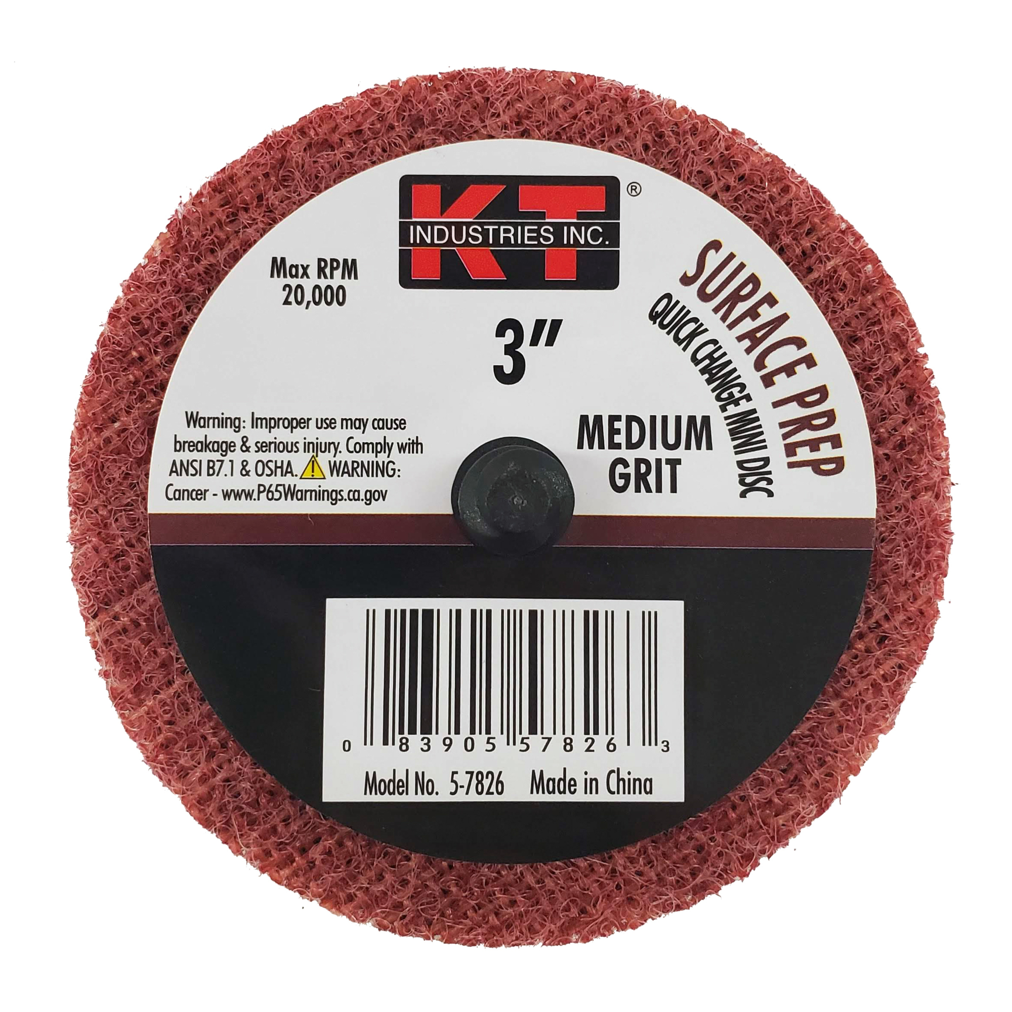 K-T Industries Mini Surface Prep Discs — 3in., Medium Grit, 5-Pack, Model# 5-7826